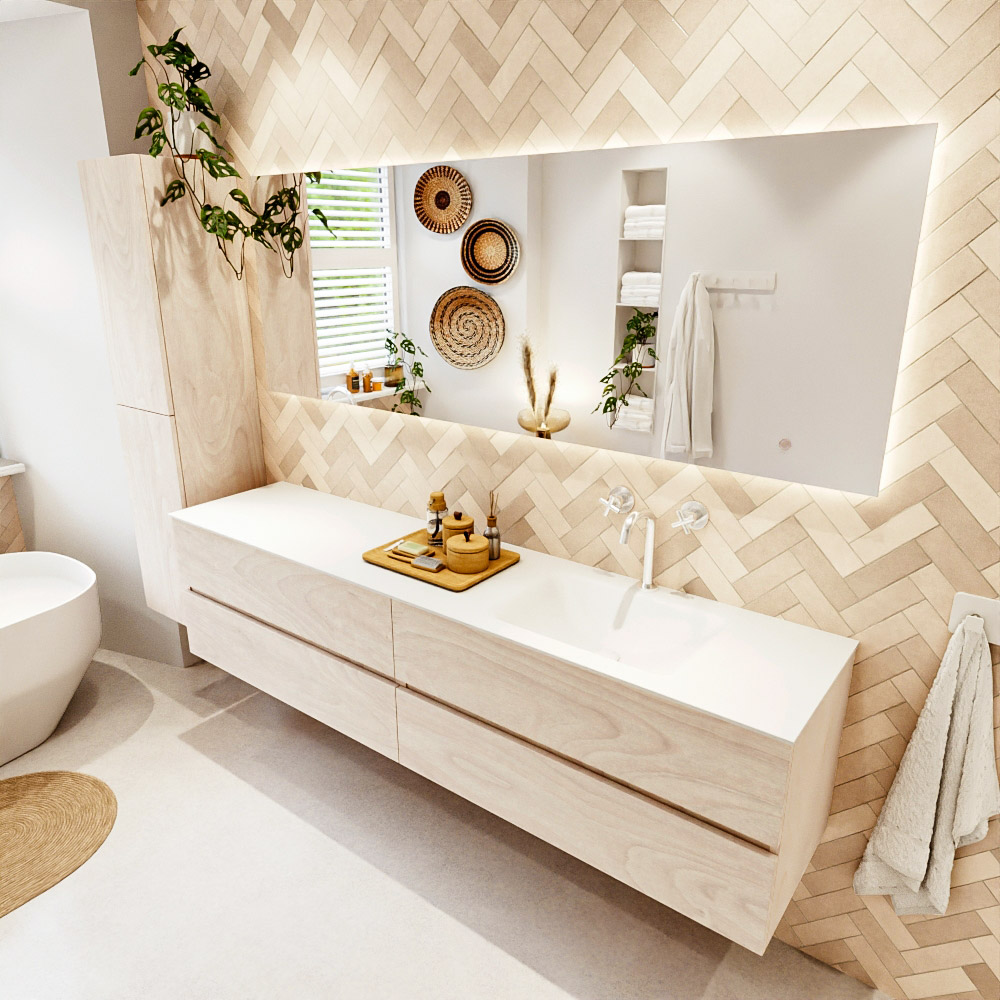 MONDIAZ VICA 200cm mueble de baño Underlayment 4 cajones. Lavabo CLOUD Derecho 1 orificio color Talc con espejo LED. 1 MONDIAZ VICA 200cm mueble de baño Underlayment 4 cajones. Lavabo CLOUD Derecho 1 orificio color Talc con espejo LED.