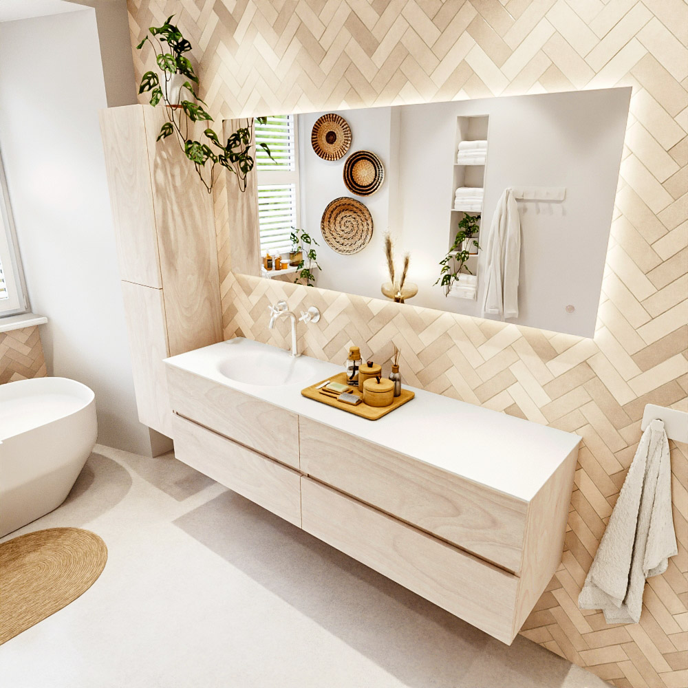 MONDIAZ VICA 170cm mueble de baño Underlayment 4 cajones. Lavabo MOON Izquierda 1 orificio color Talc con espejo LED. 1 MONDIAZ VICA 170cm mueble de baño Underlayment 4 cajones. Lavabo MOON Izquierda 1 orificio color Talc con espejo LED.