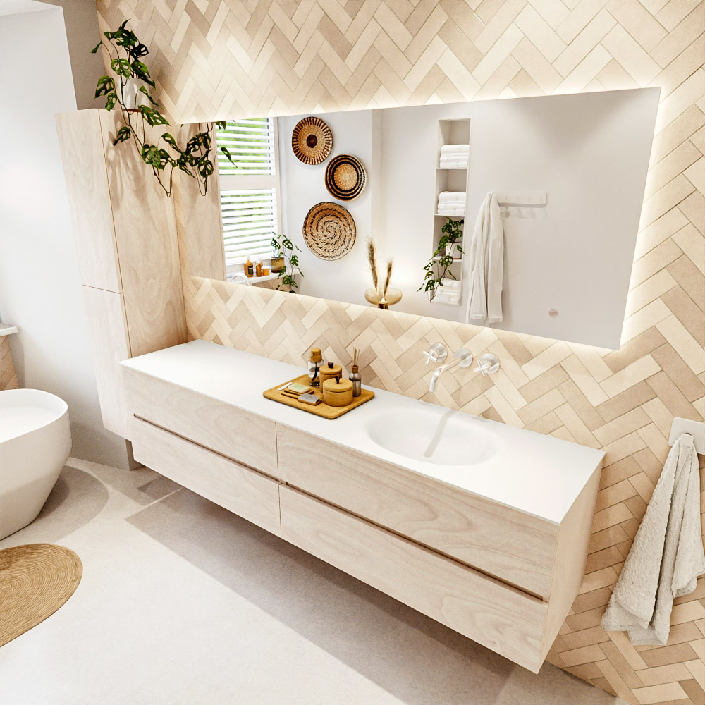 MONDIAZ VICA 200cm mueble de baño Underlayment 4 cajones. Lavabo MOON Derecho sin orificio color Talc con espejo LED. 1 MONDIAZ VICA 200cm mueble de baño Underlayment 4 cajones. Lavabo MOON Derecho sin orificio color Talc con espejo LED.