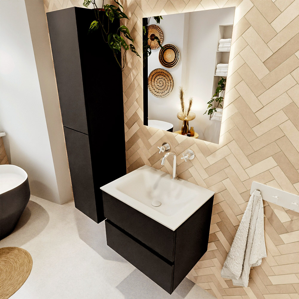 MONDIAZ VICA 60cm mueble de baño Urban 2 cajones. Lavabo CLOUD Centro 1 orificio color Talc con espejo LED. 1 MONDIAZ VICA 60cm mueble de baño Urban 2 cajones. Lavabo CLOUD Centro 1 orificio color Talc con espejo LED.