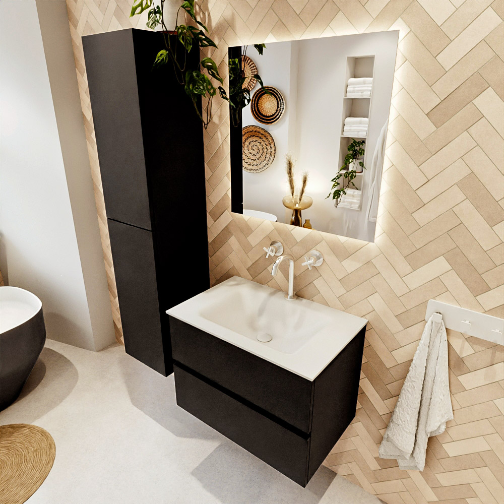 MONDIAZ VICA 70cm mueble de baño Urban 2 cajones. Lavabo CLOUD Centro 1 orificio color Talc con espejo LED. 1 MONDIAZ VICA 70cm mueble de baño Urban 2 cajones. Lavabo CLOUD Centro 1 orificio color Talc con espejo LED.