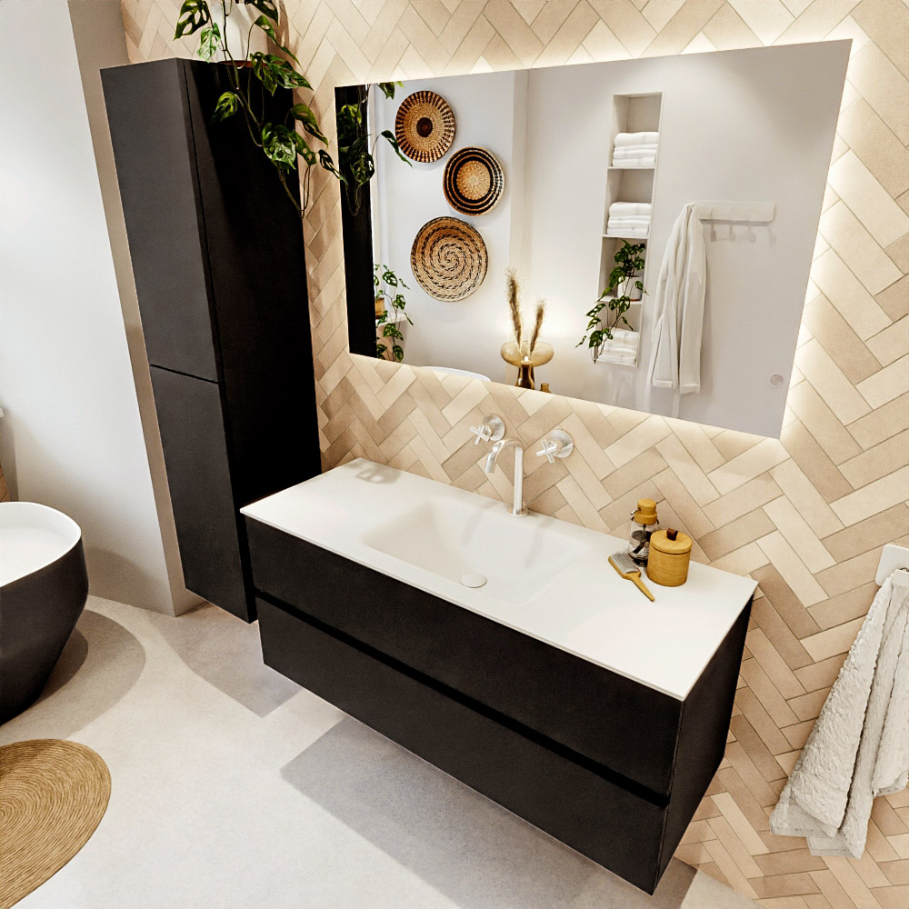 MONDIAZ VICA 120cm mueble de baño Urban 2 cajones. Lavabo CLOUD Centro 1 orificio color Talc con espejo LED. 1 MONDIAZ VICA 120cm mueble de baño Urban 2 cajones. Lavabo CLOUD Centro 1 orificio color Talc con espejo LED.