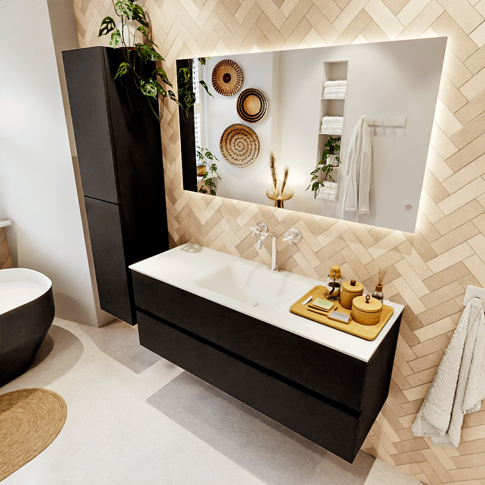 MONDIAZ VICA 130cm mueble de baño Urban 2 cajones. Lavabo CLOUD Centro 1 orificio color Talc con espejo LED. 1 MONDIAZ VICA 130cm mueble de baño Urban 2 cajones. Lavabo CLOUD Centro 1 orificio color Talc con espejo LED.