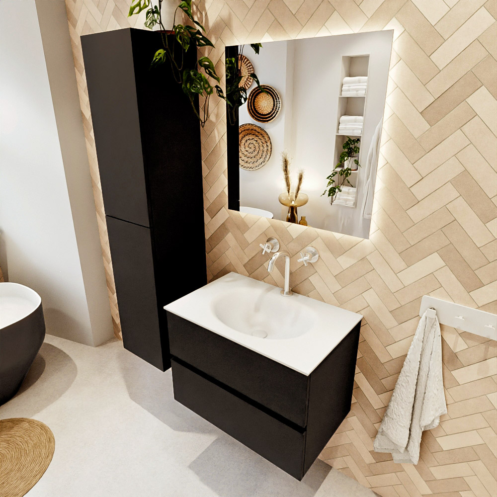 MONDIAZ VICA 70cm mueble de baño Urban 2 cajones. Lavabo MOON Centro 1 orificio color Talc con espejo LED. 1 MONDIAZ VICA 70cm mueble de baño Urban 2 cajones. Lavabo MOON Centro 1 orificio color Talc con espejo LED.