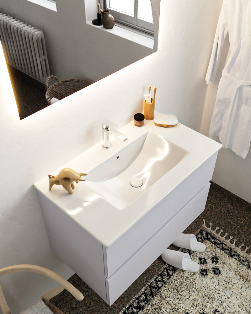 MONDIAZ VICA 80cm mueble de baño Cale 2 cajones lavabo DENIA Centro 1 orificio con espejo LED. 1 MONDIAZ VICA 80cm mueble de baño Cale 2 cajones lavabo DENIA Centro 1 orificio con espejo LED.