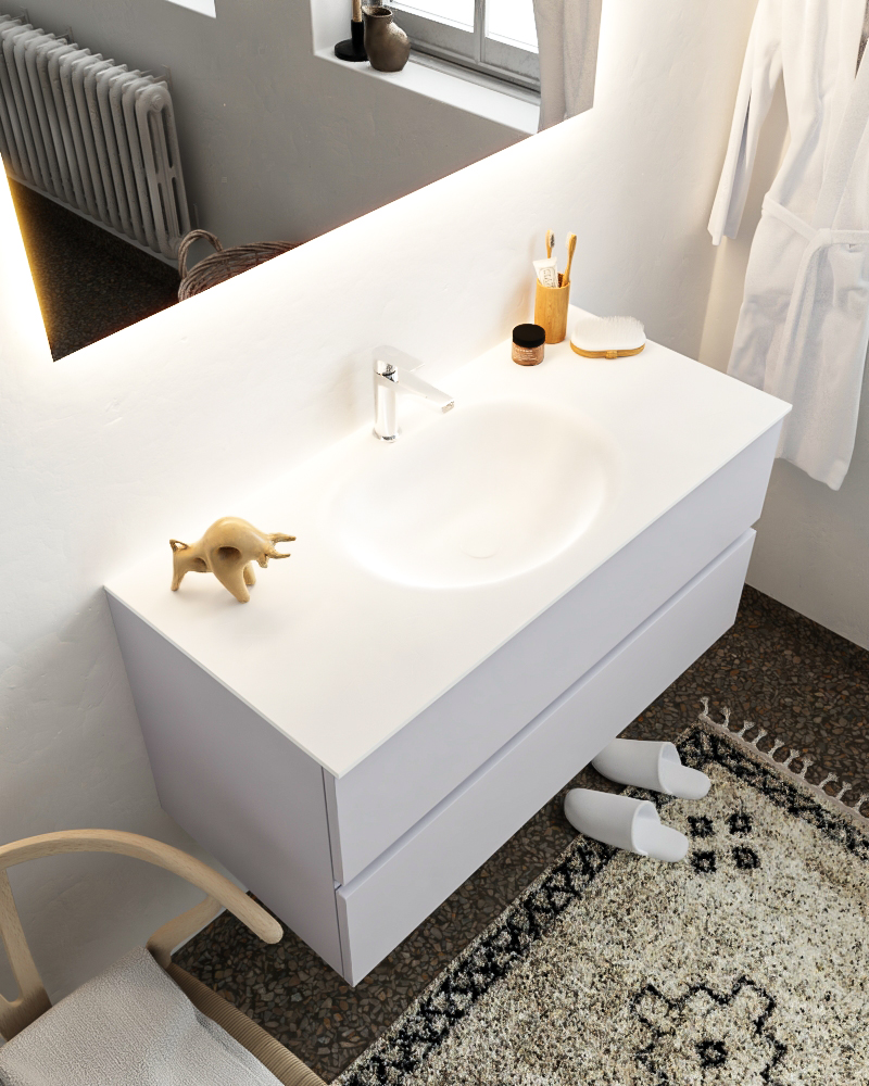 MONDIAZ VICA 100cm mueble de baño Cale 2 cajones lavabo MOON Centro 1 orificio con espejo LED. 1 MONDIAZ VICA 100cm mueble de baño Cale 2 cajones lavabo MOON Centro 1 orificio con espejo LED.