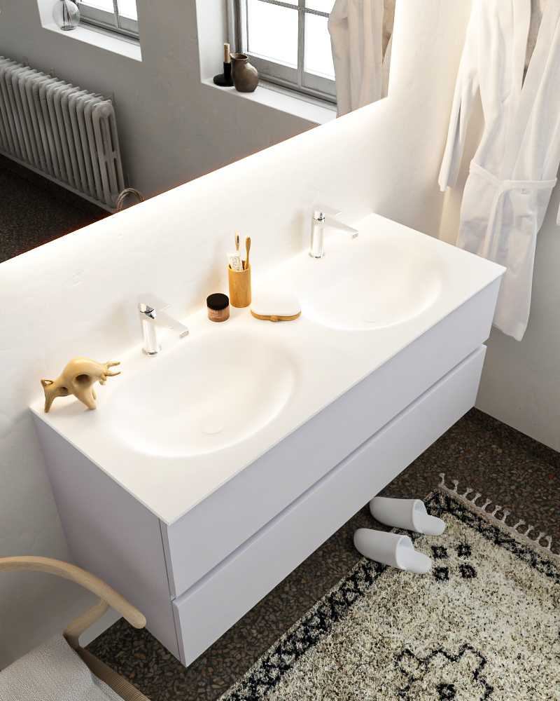 MONDIAZ VICA 120cm mueble de baño Cale 2 cajones lavabo MOON Doble 2 orificios con espejo LED. 1 MONDIAZ VICA 120cm mueble de baño Cale 2 cajones lavabo MOON Doble 2 orificios con espejo LED.