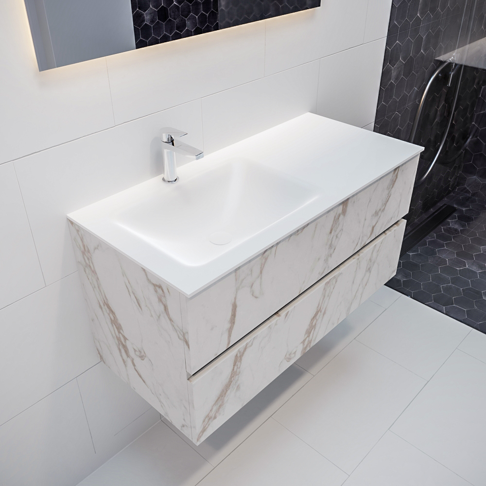 MONDIAZ VICA 100cm mueble de baño Carrara 2 cajones lavabo CLOUD Izquierda 1 orificio con espejo LED. 1 MONDIAZ VICA 100cm mueble de baño Carrara 2 cajones lavabo CLOUD Izquierda 1 orificio con espejo LED.