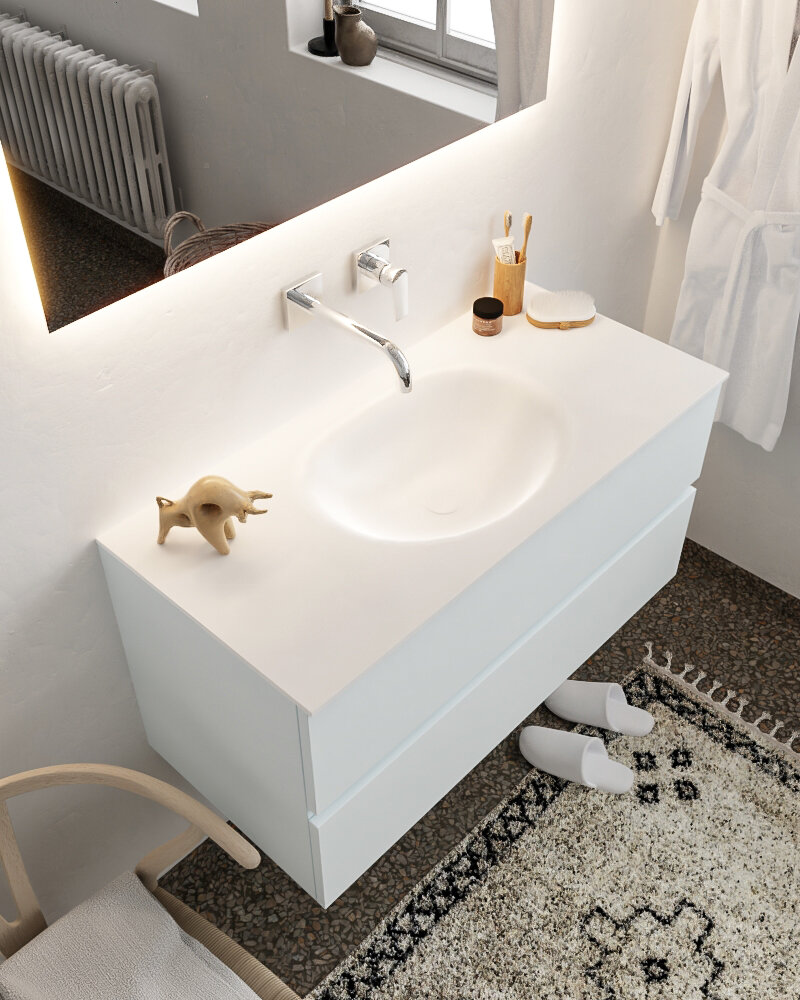 MONDIAZ VICA 100cm mueble de baño Clay 2 cajones lavabo MOON Centro sin orificio con espejo LED. 1 MONDIAZ VICA 100cm mueble de baño Clay 2 cajones lavabo MOON Centro sin orificio con espejo LED.