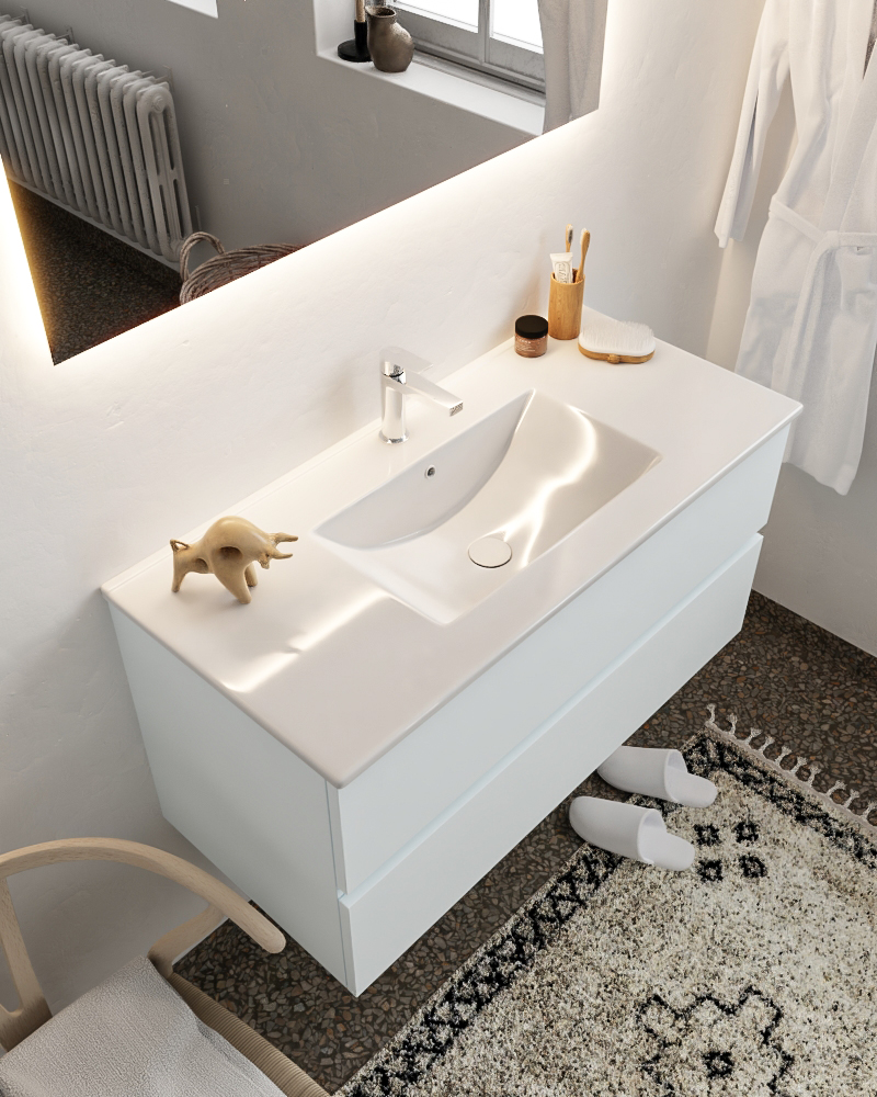 MONDIAZ VICA 100cm mueble de baño Clay 2 cajones lavabo DENIA Centro 1 orificio con espejo LED. 1 MONDIAZ VICA 100cm mueble de baño Clay 2 cajones lavabo DENIA Centro 1 orificio con espejo LED.