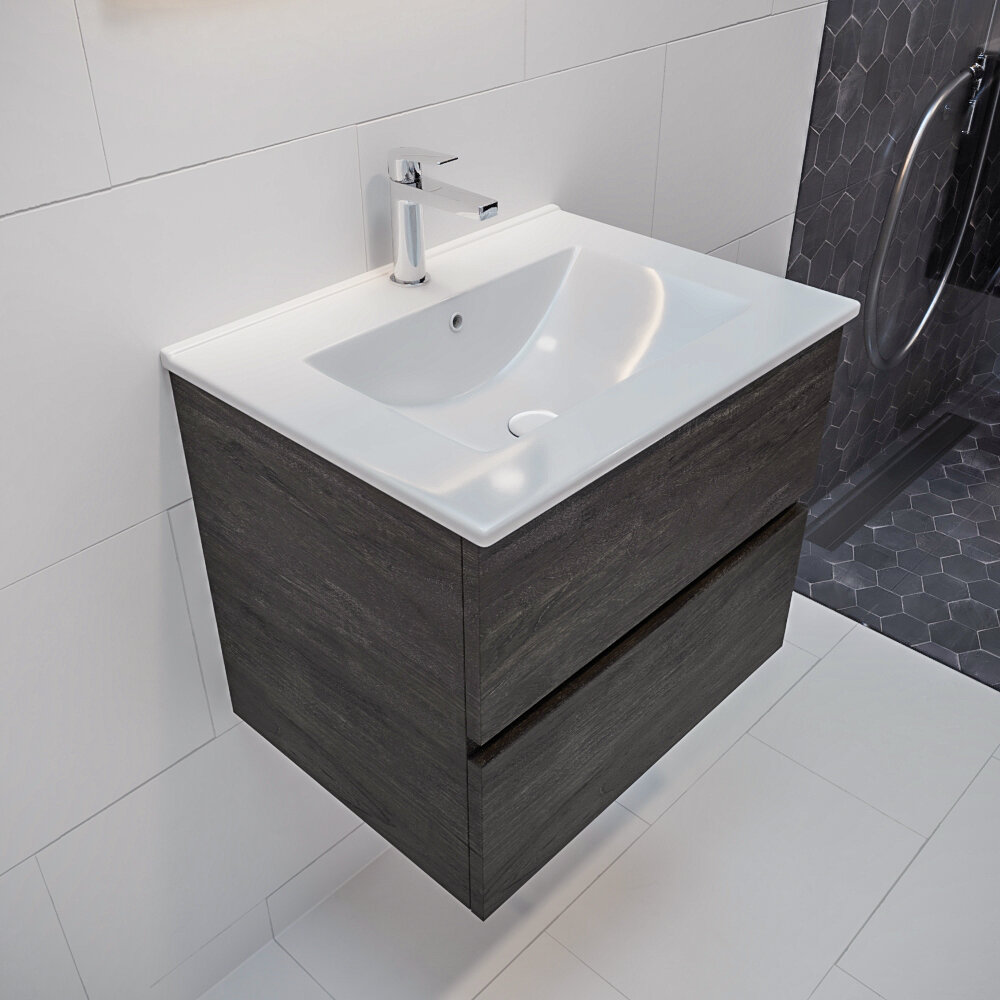 MONDIAZ VICA 60cm mueble de baño Dark Brown 2 cajones lavabo DENIA Centro 1 orificio con espejo LED. 1 MONDIAZ VICA 60cm mueble de baño Dark Brown 2 cajones lavabo DENIA Centro 1 orificio con espejo LED.