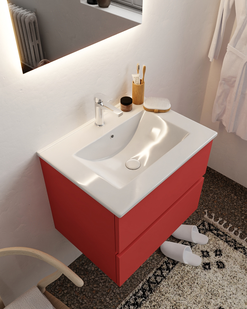 MONDIAZ VICA 60cm mueble de baño Fire 2 cajones lavabo DENIA Centro 1 orificio con espejo LED. 1 MONDIAZ VICA 60cm mueble de baño Fire 2 cajones lavabo DENIA Centro 1 orificio con espejo LED.