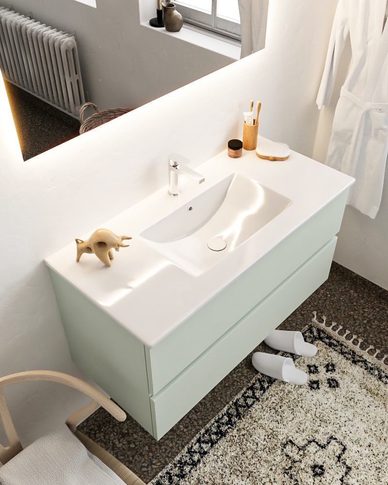 MONDIAZ VICA 100cm mueble de baño Greey 2 cajones lavabo DENIA Centro 1 orificio con espejo LED. 1 MONDIAZ VICA 100cm mueble de baño Greey 2 cajones lavabo DENIA Centro 1 orificio con espejo LED.