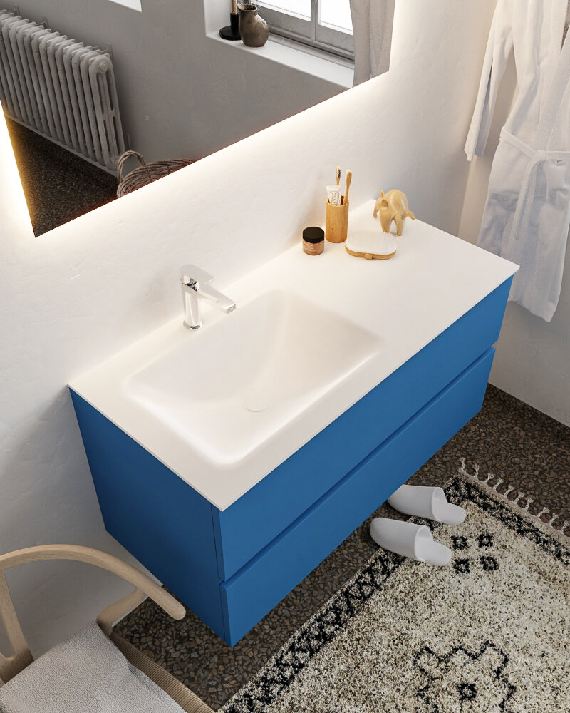 MONDIAZ VICA 100cm mueble de baño Jeans 2 cajones lavabo CLOUD Izquierda 1 orificio con espejo LED. 1 MONDIAZ VICA 100cm mueble de baño Jeans 2 cajones lavabo CLOUD Izquierda 1 orificio con espejo LED.