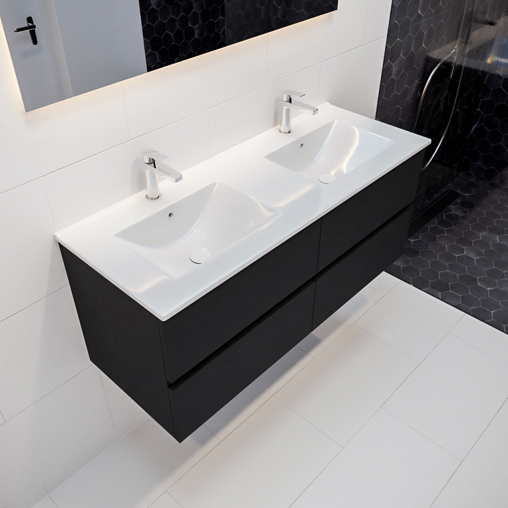 MONDIAZ VICA 120cm mueble de baño Urban 4 cajones lavabo DENIA Doble 2 orificios con espejo LED. 1 MONDIAZ VICA 120cm mueble de baño Urban 4 cajones lavabo DENIA Doble 2 orificios con espejo LED.