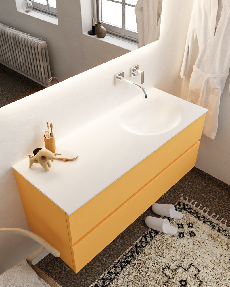 MONDIAZ VICA 120cm mueble de baño Ocher 2 cajones lavabo MOON Derecho sin orificio con espejo LED. 1 MONDIAZ VICA 120cm mueble de baño Ocher 2 cajones lavabo MOON Derecho sin orificio con espejo LED.