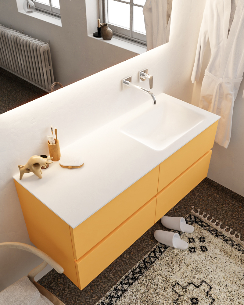 MONDIAZ VICA 120cm mueble de baño Ocher 4 cajones lavabo CLOUD Derecho sin orificio con espejo LED. 1 MONDIAZ VICA 120cm mueble de baño Ocher 4 cajones lavabo CLOUD Derecho sin orificio con espejo LED.