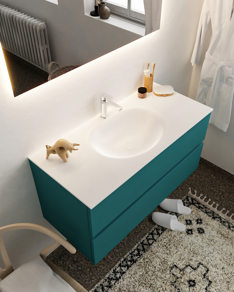 MONDIAZ VICA 100cm mueble de baño Smag 2 cajones lavabo MOON Centro 1 orificio con espejo LED. 1 MONDIAZ VICA 100cm mueble de baño Smag 2 cajones lavabo MOON Centro 1 orificio con espejo LED.