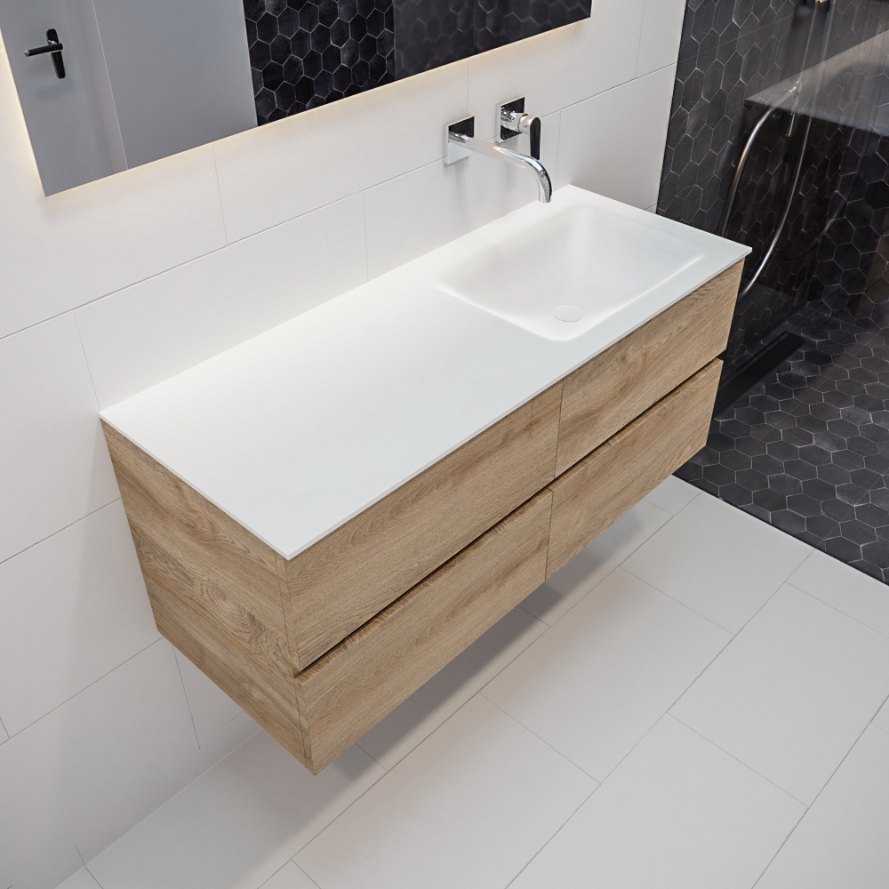 MONDIAZ VICA 120cm mueble de baño Washed Oak 4 cajones lavabo CLOUD Derecho sin orificio con espejo LED. 1 MONDIAZ VICA 120cm mueble de baño Washed Oak 4 cajones lavabo CLOUD Derecho sin orificio con espejo LED.