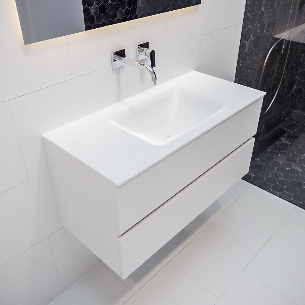 MONDIAZ VICA 100cm mueble de baño Talc 2 cajones lavabo CLOUD Centro sin orificio con espejo LED. 1 MONDIAZ VICA 100cm mueble de baño Talc 2 cajones lavabo CLOUD Centro sin orificio con espejo LED.