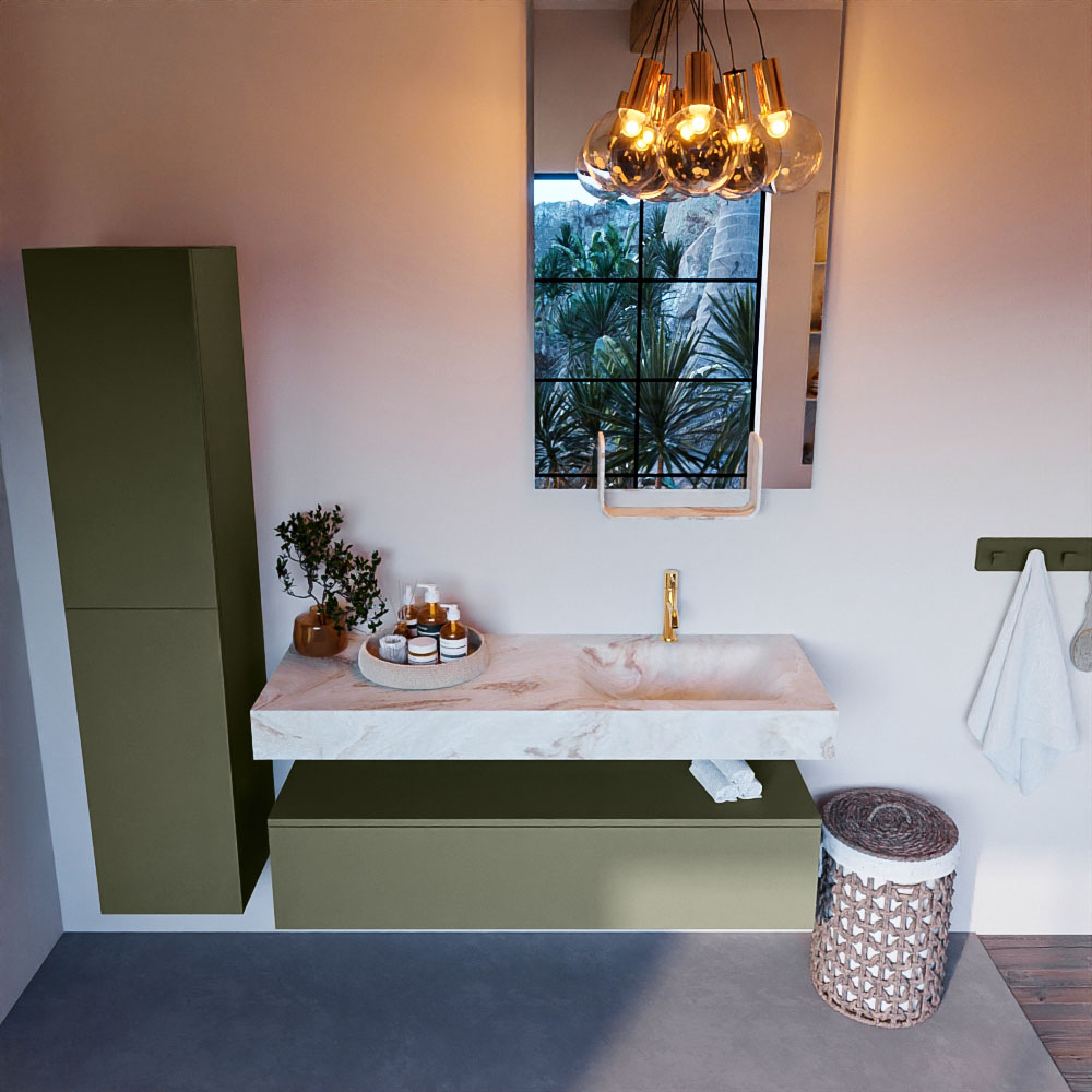 MONDIAZ ALAN-DLUX 130cm mueble de baño Army 1 cajón. Lavabo CLOUD Derecho 1 orificio color Frappe. 2 MONDIAZ ALAN-DLUX 130cm mueble de baño Army 1 cajón. Lavabo CLOUD Derecho 1 orificio color Frappe. - Imagen 2
