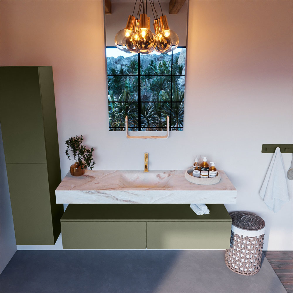 MONDIAZ ALAN-DLUX 150cm mueble de baño Army 2 cajones. Lavabo CLOUD Centro 1 orificio color Frappe. 2 MONDIAZ ALAN-DLUX 150cm mueble de baño Army 2 cajones. Lavabo CLOUD Centro 1 orificio color Frappe. - Imagen 2