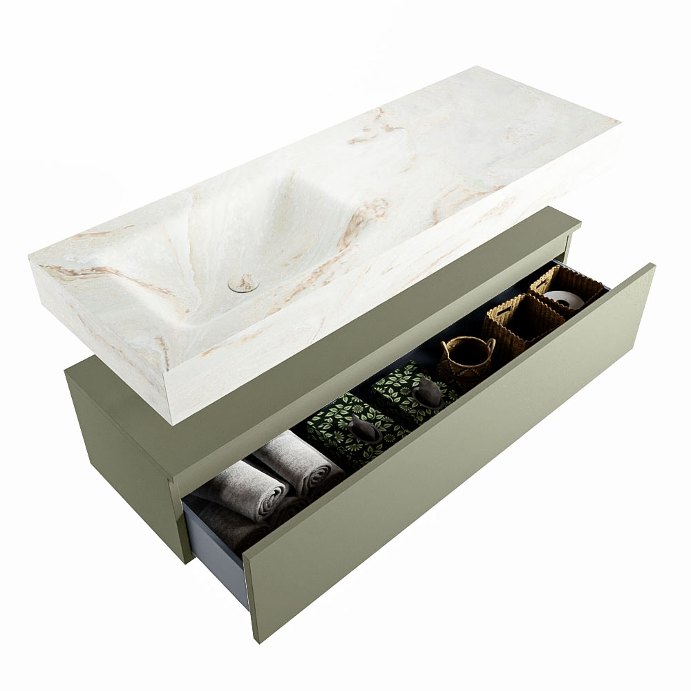MONDIAZ ALAN-DLUX 130cm mueble de baño Army 1 cajón. Lavabo CLOUD Izquierda 1 orificio color Frappe. 6 MONDIAZ ALAN-DLUX 130cm mueble de baño Army 1 cajón. Lavabo CLOUD Izquierda 1 orificio color Frappe. - Imagen 6