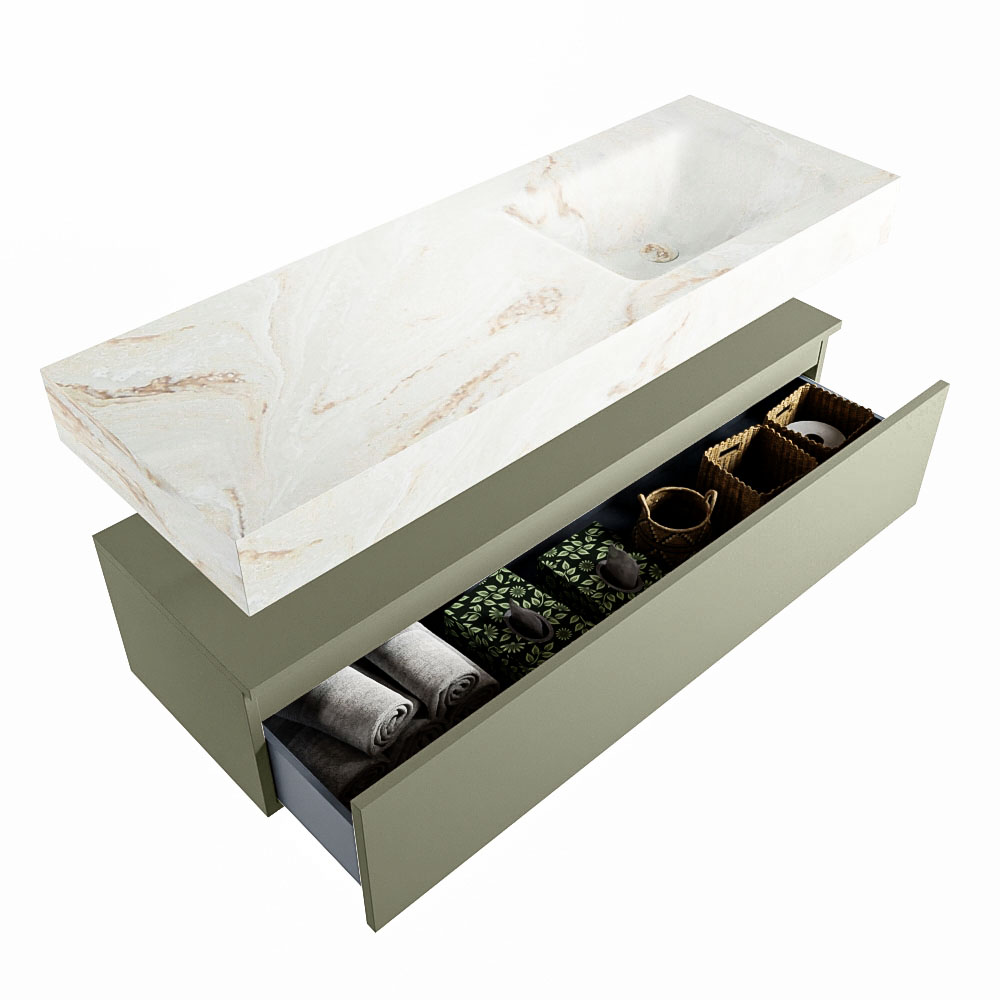 MONDIAZ ALAN-DLUX 130cm mueble de baño Army 1 cajón. Lavabo CLOUD Derecho 1 orificio color Frappe. 6 MONDIAZ ALAN-DLUX 130cm mueble de baño Army 1 cajón. Lavabo CLOUD Derecho 1 orificio color Frappe. - Imagen 6
