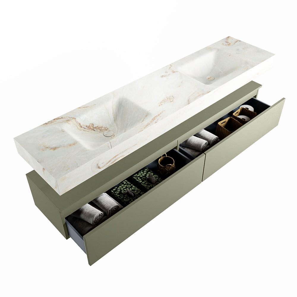 MONDIAZ ALAN-DLUX 200cm mueble de baño Army 2 cajones. Lavabo CLOUD Doble sin orificios color Frappe. 6 MONDIAZ ALAN-DLUX 200cm mueble de baño Army 2 cajones. Lavabo CLOUD Doble sin orificios color Frappe. - Imagen 6