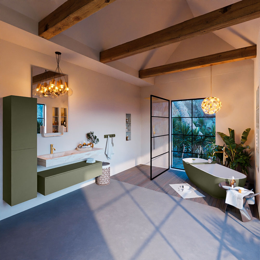 MONDIAZ ALAN-DLUX 130cm mueble de baño Army 1 cajón. Lavabo CLOUD Izquierda 1 orificio color Frappe. 3 MONDIAZ ALAN-DLUX 130cm mueble de baño Army 1 cajón. Lavabo CLOUD Izquierda 1 orificio color Frappe. - Imagen 3