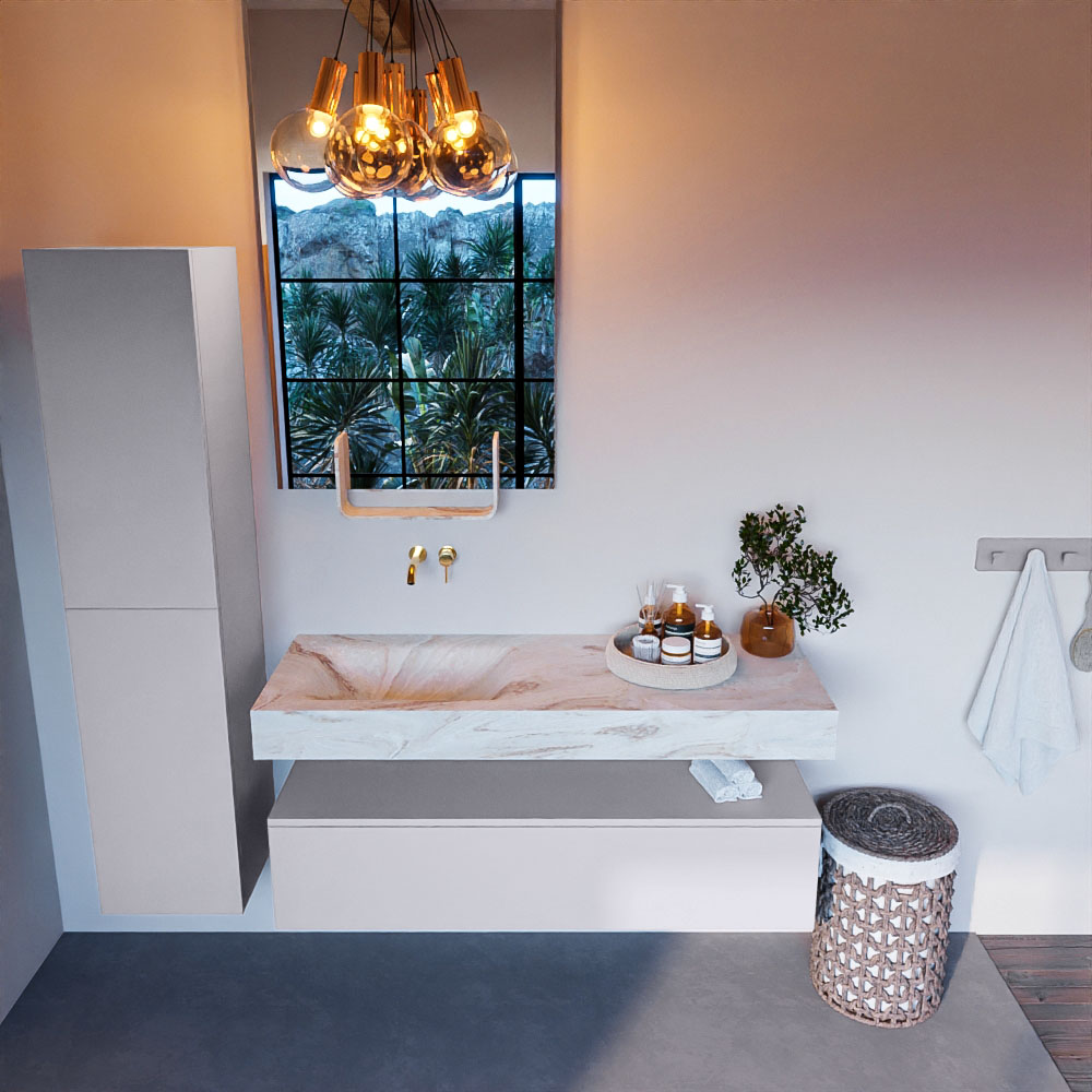 MONDIAZ ALAN-DLUX 130cm mueble de baño Cale 1 cajón. Lavabo CLOUD Izquierda sin orificios color Frappe. 2 MONDIAZ ALAN-DLUX 130cm mueble de baño Cale 1 cajón. Lavabo CLOUD Izquierda sin orificios color Frappe. - Imagen 2
