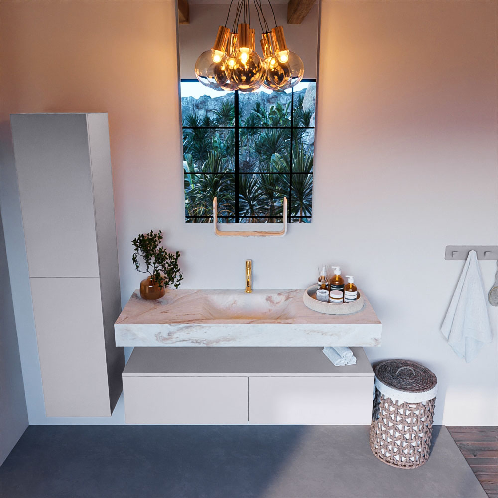 MONDIAZ ALAN-DLUX 130cm mueble de baño Cale 2 cajones. Lavabo CLOUD Centro 1 orificio color Frappe. 2 MONDIAZ ALAN-DLUX 130cm mueble de baño Cale 2 cajones. Lavabo CLOUD Centro 1 orificio color Frappe. - Imagen 2