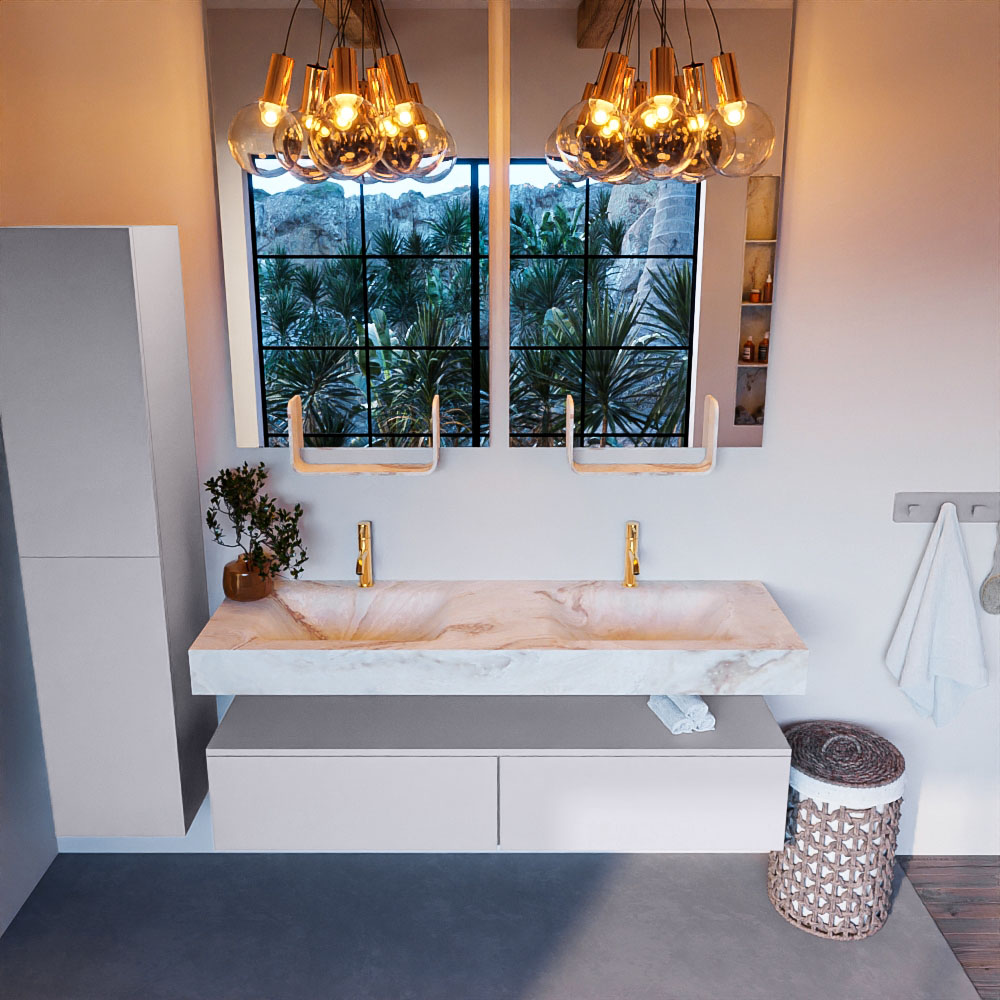 MONDIAZ ALAN-DLUX 150cm mueble de baño Cale 2 cajones. Lavabo CLOUD Doble 2 orificios color Frappe. 2 MONDIAZ ALAN-DLUX 150cm mueble de baño Cale 2 cajones. Lavabo CLOUD Doble 2 orificios color Frappe. - Imagen 2