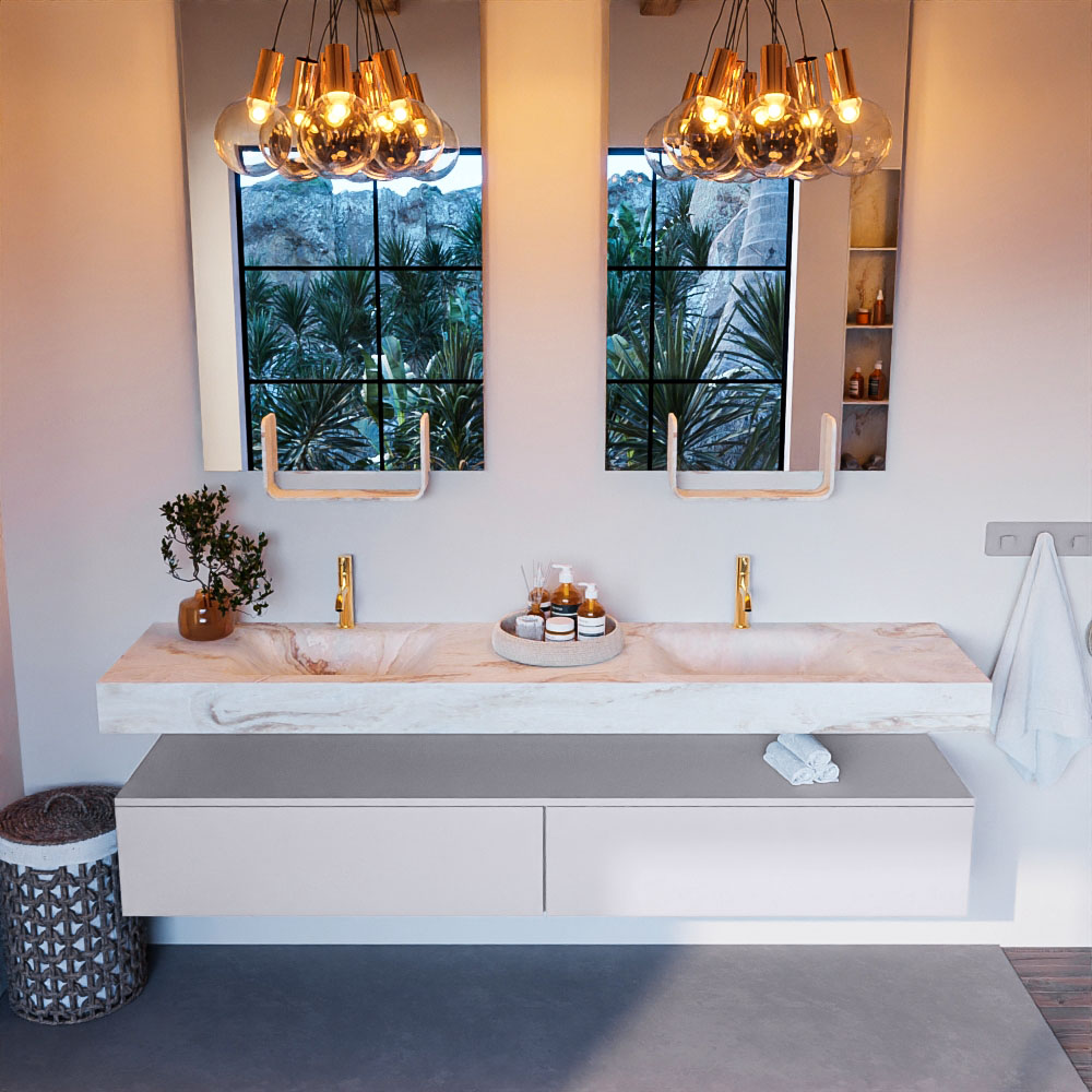 MONDIAZ ALAN-DLUX 200cm mueble de baño Cale 2 cajones. Lavabo CLOUD Doble 2 orificios color Frappe. 2 MONDIAZ ALAN-DLUX 200cm mueble de baño Cale 2 cajones. Lavabo CLOUD Doble 2 orificios color Frappe. - Imagen 2