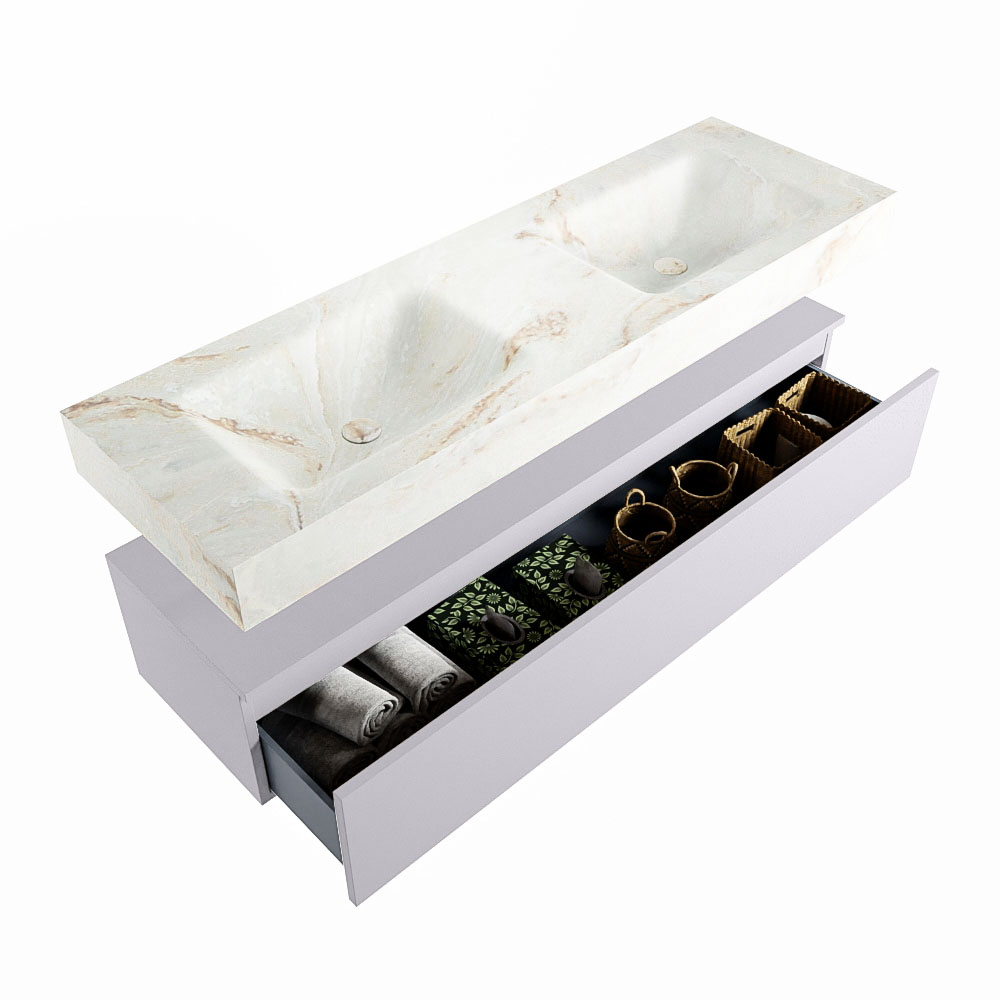 MONDIAZ ALAN-DLUX 150cm mueble de baño Cale 1 cajón. Lavabo CLOUD Doble sin orificios color Frappe. 6 MONDIAZ ALAN-DLUX 150cm mueble de baño Cale 1 cajón. Lavabo CLOUD Doble sin orificios color Frappe. - Imagen 6