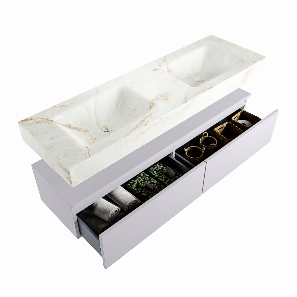 MONDIAZ ALAN-DLUX 150cm mueble de baño Cale 2 cajones. Lavabo CLOUD Doble 2 orificios color Frappe. 6 MONDIAZ ALAN-DLUX 150cm mueble de baño Cale 2 cajones. Lavabo CLOUD Doble 2 orificios color Frappe. - Imagen 6