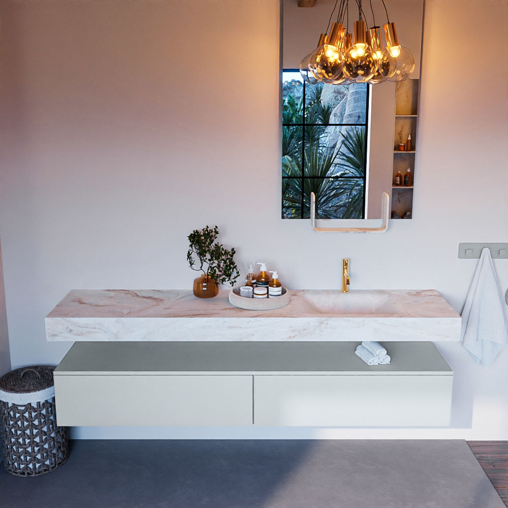 MONDIAZ ALAN-DLUX 200cm mueble de baño Clay 2 cajones. Lavabo CLOUD Derecho 1 orificio color Frappe. 2 MONDIAZ ALAN-DLUX 200cm mueble de baño Clay 2 cajones. Lavabo CLOUD Derecho 1 orificio color Frappe. - Imagen 2