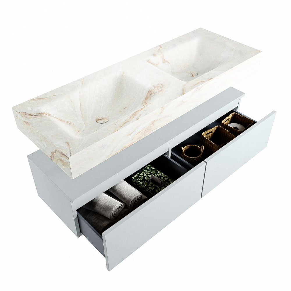 MONDIAZ ALAN-DLUX 130cm mueble de baño Clay 2 cajones. Lavabo CLOUD Doble 2 orificios color Frappe. 6 MONDIAZ ALAN-DLUX 130cm mueble de baño Clay 2 cajones. Lavabo CLOUD Doble 2 orificios color Frappe. - Imagen 6