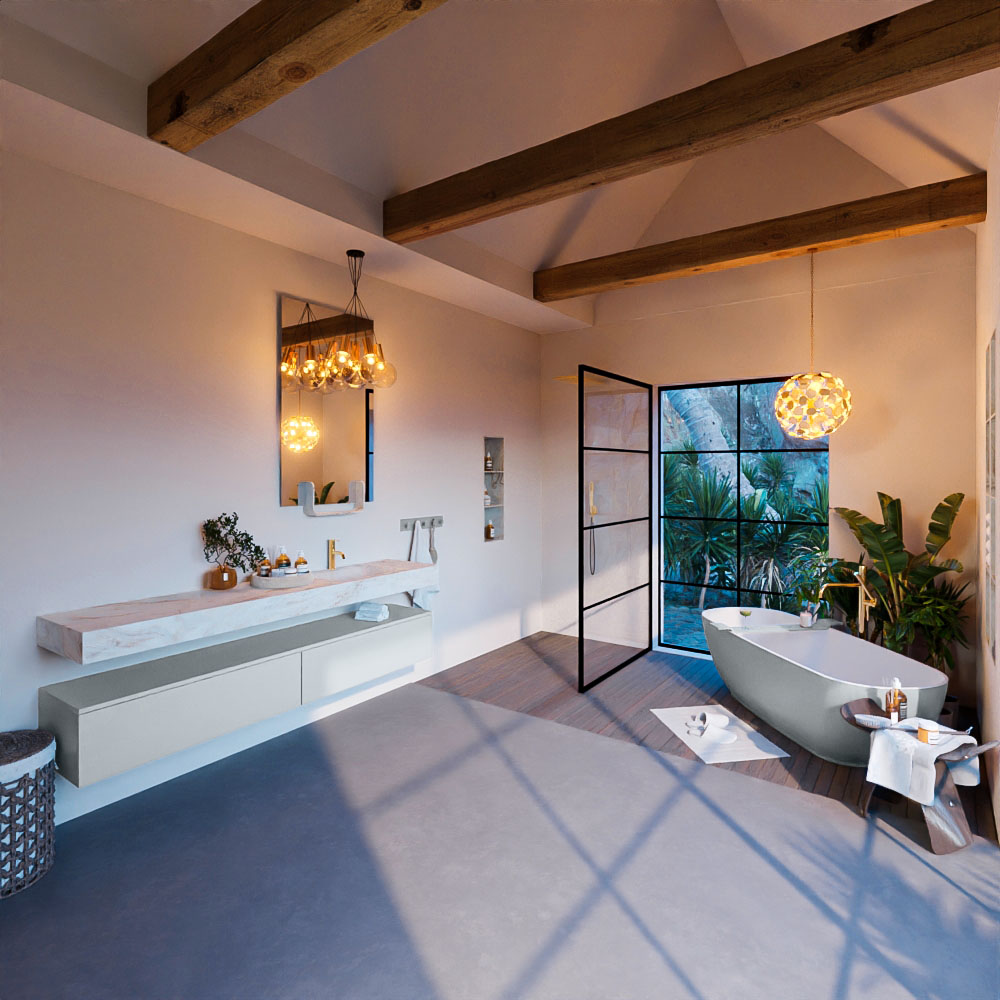 MONDIAZ ALAN-DLUX 200cm mueble de baño Clay 2 cajones. Lavabo CLOUD Derecho 1 orificio color Frappe. 3 MONDIAZ ALAN-DLUX 200cm mueble de baño Clay 2 cajones. Lavabo CLOUD Derecho 1 orificio color Frappe. - Imagen 3