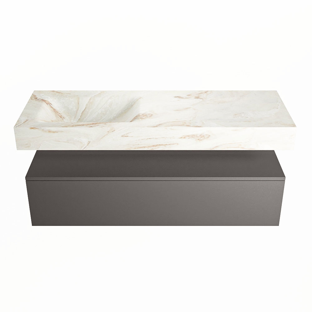 MONDIAZ ALAN-DLUX 130cm mueble de baño Dark Grey 1 cajón. Lavabo CLOUD Izquierda 1 orificio color Frappe. 4 MONDIAZ ALAN-DLUX 130cm mueble de baño Dark Grey 1 cajón. Lavabo CLOUD Izquierda 1 orificio color Frappe. - Imagen 4