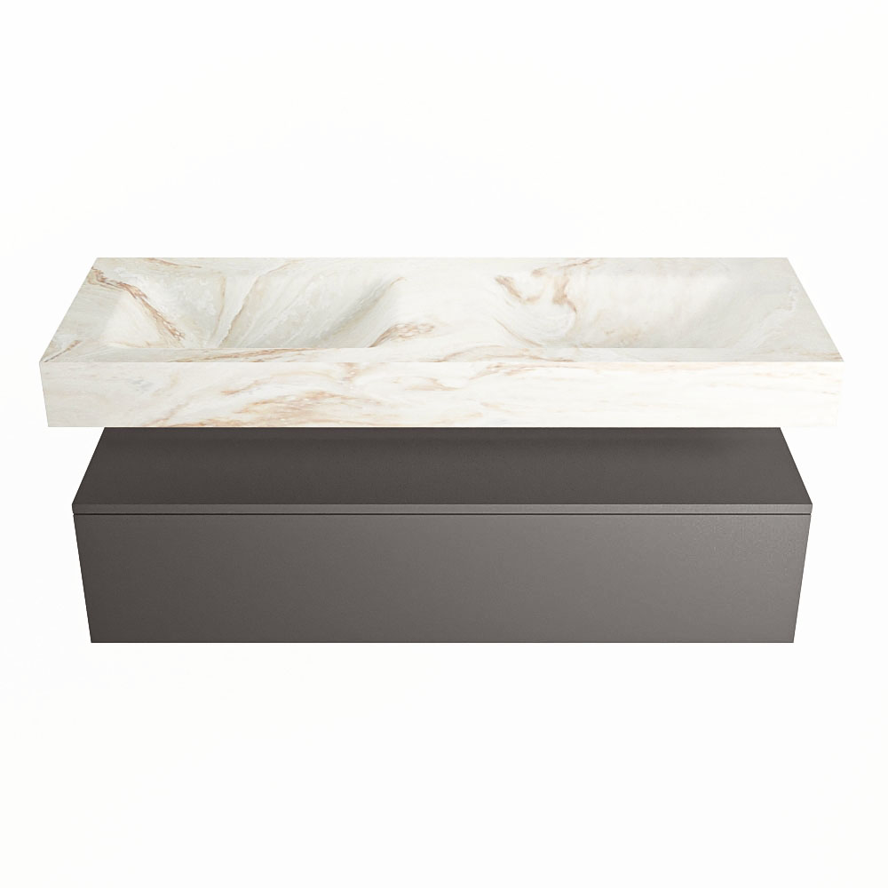 MONDIAZ ALAN-DLUX 130cm mueble de baño Dark Grey 1 cajón. Lavabo CLOUD Doble 2 orificios color Frappe. 4 MONDIAZ ALAN-DLUX 130cm mueble de baño Dark Grey 1 cajón. Lavabo CLOUD Doble 2 orificios color Frappe. - Imagen 4