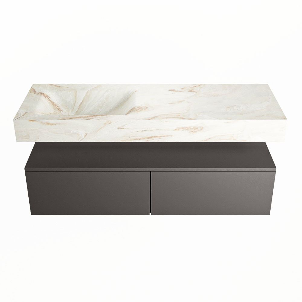 MONDIAZ ALAN-DLUX 130cm mueble de baño Dark Grey 2 cajones. Lavabo CLOUD Izquierda sin orificios color Frappe. 4 MONDIAZ ALAN-DLUX 130cm mueble de baño Dark Grey 2 cajones. Lavabo CLOUD Izquierda sin orificios color Frappe. - Imagen 4