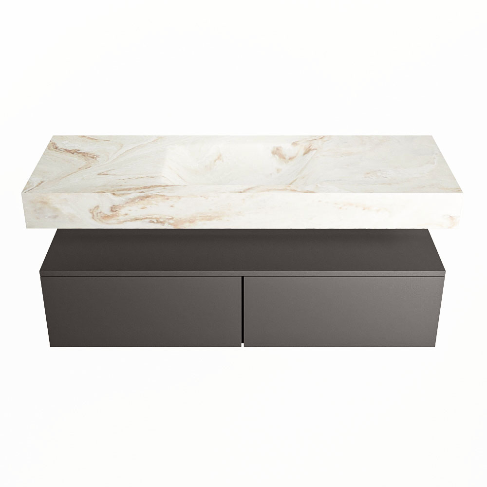 MONDIAZ ALAN-DLUX 130cm mueble de baño Dark Grey 2 cajones. Lavabo CLOUD Centro 1 orificio color Frappe. 4 MONDIAZ ALAN-DLUX 130cm mueble de baño Dark Grey 2 cajones. Lavabo CLOUD Centro 1 orificio color Frappe. - Imagen 4