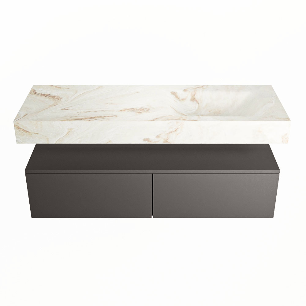 MONDIAZ ALAN-DLUX 130cm mueble de baño Dark Grey 2 cajones. Lavabo CLOUD Derecho 1 orificio color Frappe. 4 MONDIAZ ALAN-DLUX 130cm mueble de baño Dark Grey 2 cajones. Lavabo CLOUD Derecho 1 orificio color Frappe. - Imagen 4