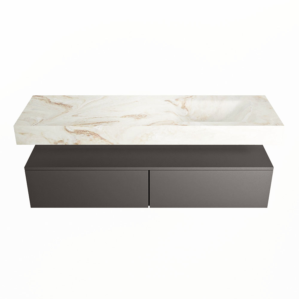 MONDIAZ ALAN-DLUX 150cm mueble de baño Dark Grey 2 cajones. Lavabo CLOUD Derecho sin orificios color Frappe. 4 MONDIAZ ALAN-DLUX 150cm mueble de baño Dark Grey 2 cajones. Lavabo CLOUD Derecho sin orificios color Frappe. - Imagen 4