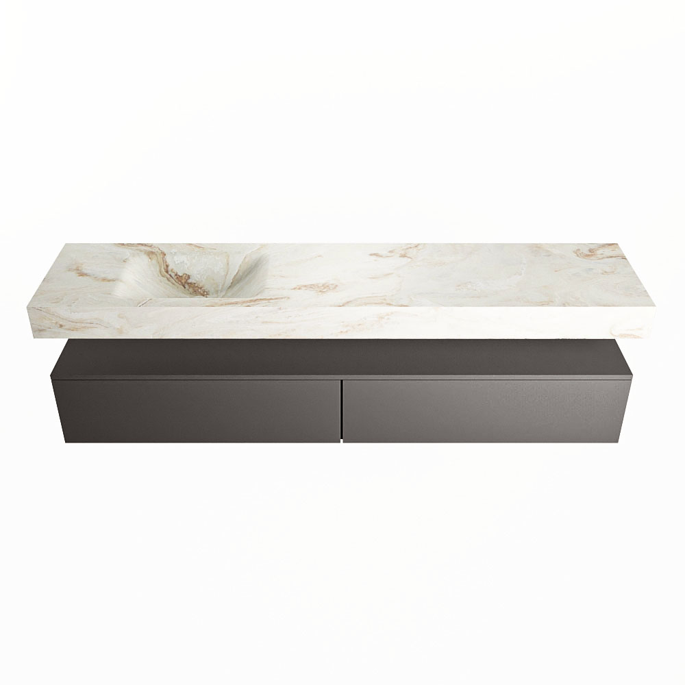 MONDIAZ ALAN-DLUX 200cm mueble de baño Dark Grey 2 cajones. Lavabo CLOUD Izquierda 1 orificio color Frappe. 4 MONDIAZ ALAN-DLUX 200cm mueble de baño Dark Grey 2 cajones. Lavabo CLOUD Izquierda 1 orificio color Frappe. - Imagen 4