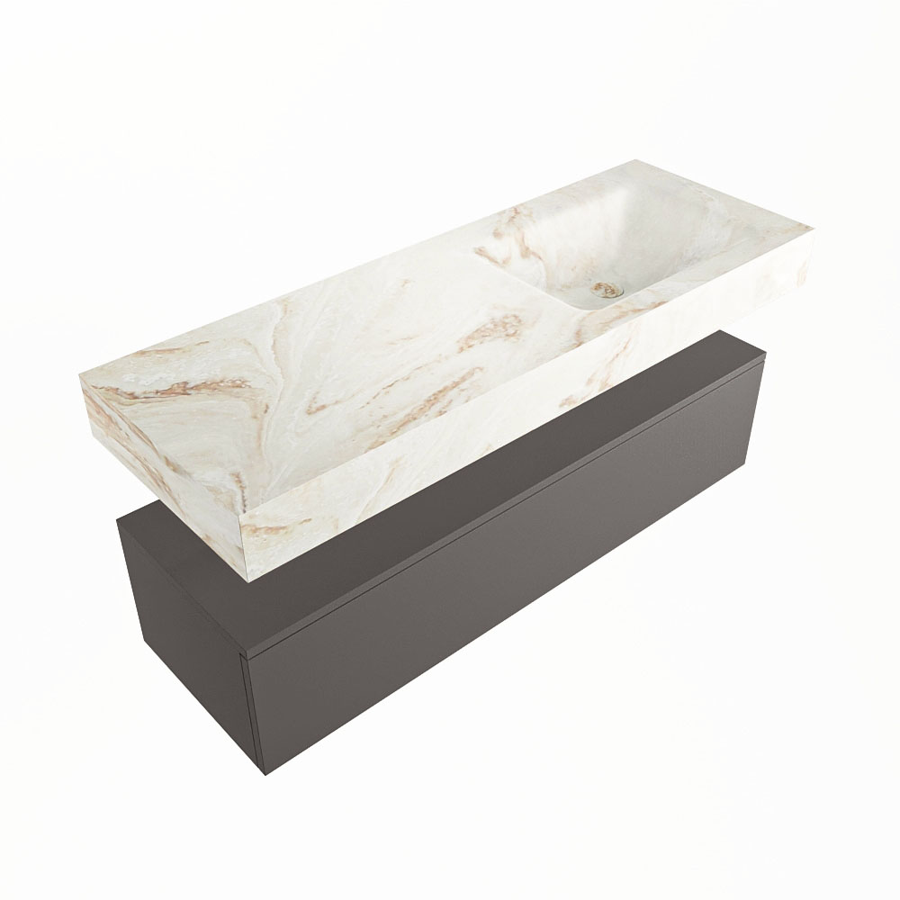 MONDIAZ ALAN-DLUX 130cm mueble de baño Dark Grey 1 cajón. Lavabo CLOUD Derecho sin orificios color Frappe. 5 MONDIAZ ALAN-DLUX 130cm mueble de baño Dark Grey 1 cajón. Lavabo CLOUD Derecho sin orificios color Frappe. - Imagen 5