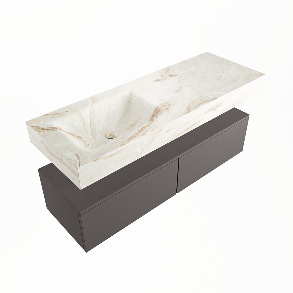 MONDIAZ ALAN-DLUX 130cm mueble de baño Dark Grey 2 cajones. Lavabo CLOUD Izquierda sin orificios color Frappe. 5 MONDIAZ ALAN-DLUX 130cm mueble de baño Dark Grey 2 cajones. Lavabo CLOUD Izquierda sin orificios color Frappe. - Imagen 5