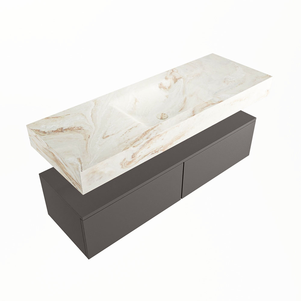 MONDIAZ ALAN-DLUX 130cm mueble de baño Dark Grey 2 cajones. Lavabo CLOUD Centro 1 orificio color Frappe. 5 MONDIAZ ALAN-DLUX 130cm mueble de baño Dark Grey 2 cajones. Lavabo CLOUD Centro 1 orificio color Frappe. - Imagen 5