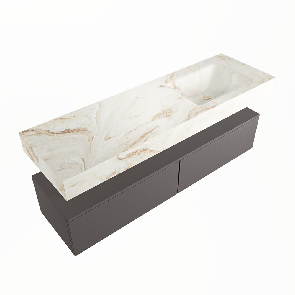 MONDIAZ ALAN-DLUX 150cm mueble de baño Dark Grey 2 cajones. Lavabo CLOUD Derecho sin orificios color Frappe. 5 MONDIAZ ALAN-DLUX 150cm mueble de baño Dark Grey 2 cajones. Lavabo CLOUD Derecho sin orificios color Frappe. - Imagen 5